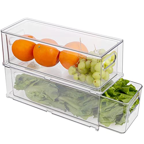 Abiudeng Refrigerator Organizer Bins with Pull-out Drawer