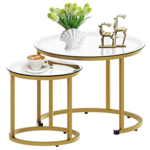 Aboxoo Gold Nesting Coffee Table Set of 2