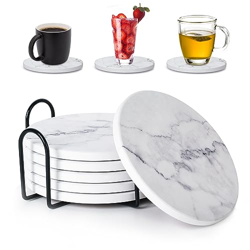 Marble Ceramic Coasters Set - Stylish Table Protection and Gift Idea" (Qeedy)