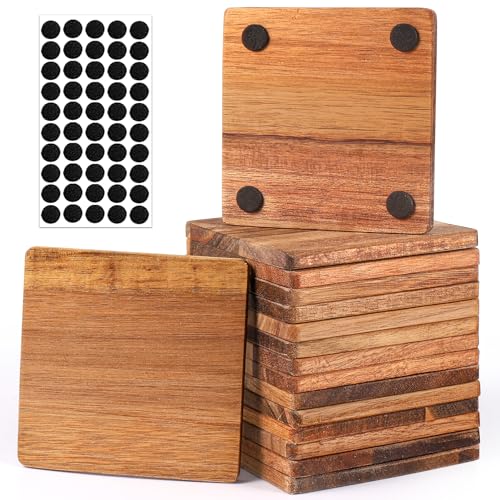Acacia Wooden Coasters for Crafts with Non-Slip Silicon Dots