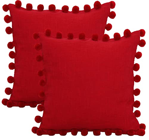 ACCENTHOME Velvet Pompom Cushion Covers