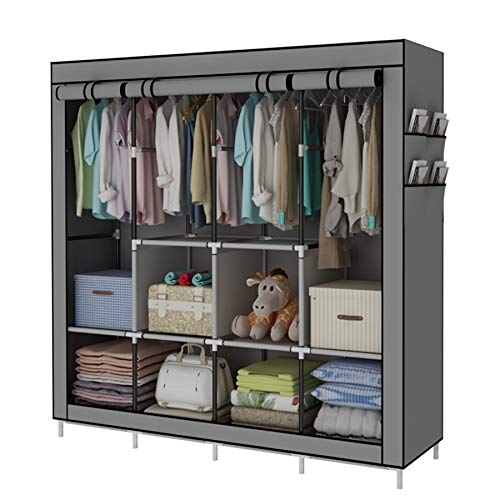 ACCSTORE Grey Portable Wardrobe with Hanging Rails