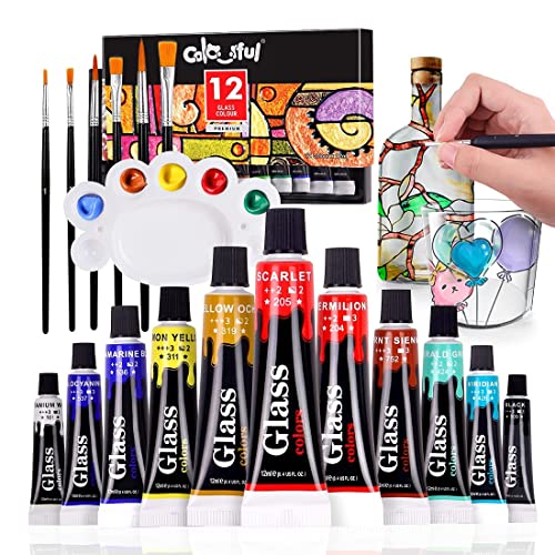 Acrylic Glass Paint Set with Brushes