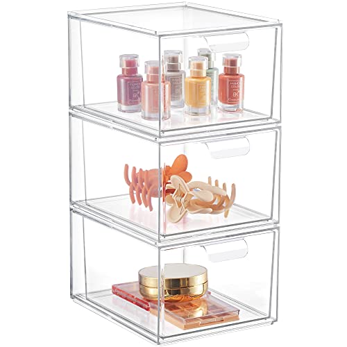 STORi SimpleSort 10-Piece Stackable Clear Drawer Organizer Set | Multi-size  Trays | Makeup Vanity Storage Bins and Office Desk Drawer Dividers | Made
