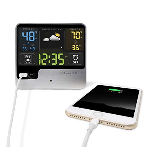 AcuRite Alarm Clock with USB Charger & Weather Station