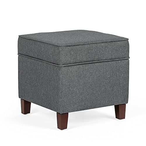 Adeco Chest and Footrest-Square Seat Storage Bench Ottoman, Gray