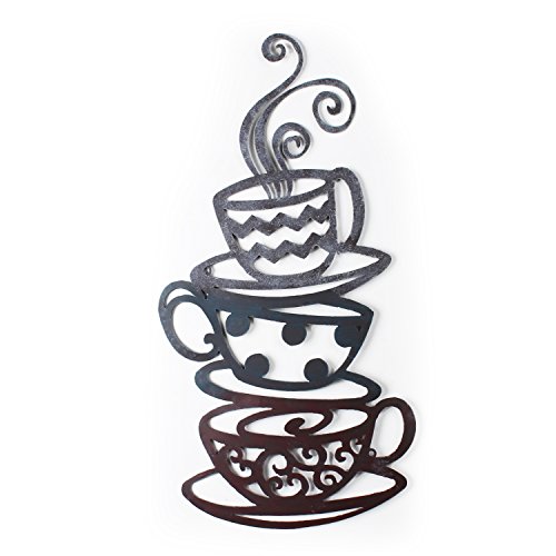Adeco Metal Coffee Cups Wall Art Coffee Decor for Kitchen