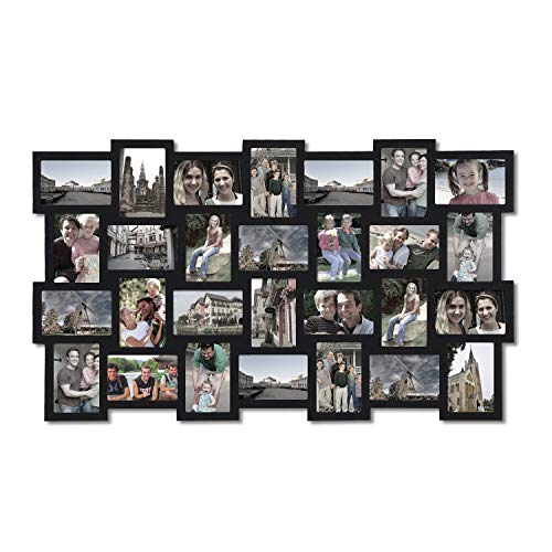 Adeco PF0553 Black Wood Wall Hanging Picture Photo Frame Collage 4x6