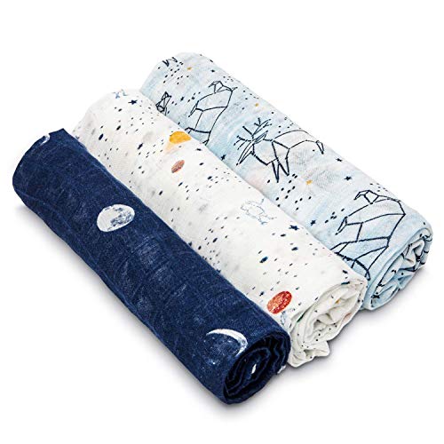 aden + anais Silky Soft Infant Swaddle Blanket Set, 3 Pack, Stargaze