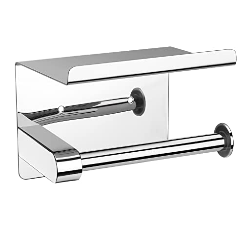 Noonext Stainless Steel Toilet Paper Holder with Shelf - Wall Mounted Dispenser