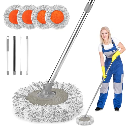 Adjustable Cleaning Mop with 59in Handle and 4 Washable Pads