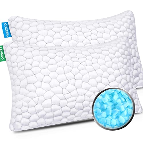 Cooling Bed Pillows Set of 2 - Adjustable Height Shredded Memory Foam