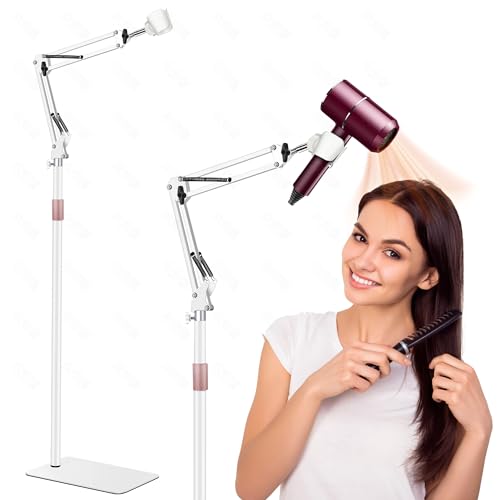 Adjustable Height Hair Dryer Stand with 360 Degree Rotating Base