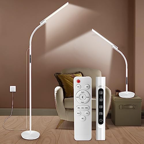 Adjustable LED Floor Lamp with Remote Control and Flexible Gooseneck