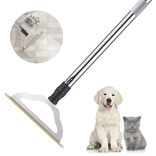 Conliwell Rubber Broom Carpet Rake for Pet Hair, Fur Remover Broom with  Squeegee