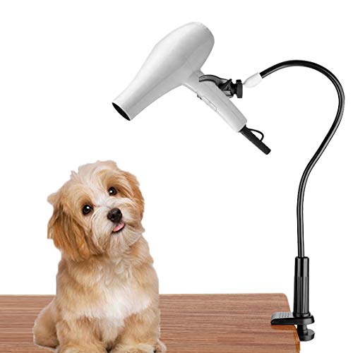 Adjustable Pet Grooming Table Hair Dryer Stand Holder with Clamp (Black)