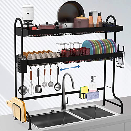 Yoleduo Over The Sink Dish Drying Rack - Space-Saving Kitchen Sink Rack  with Shelf and Drainer
