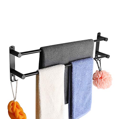Adjustable Stainless Steel Towel Bar with Easy Installation - Black
