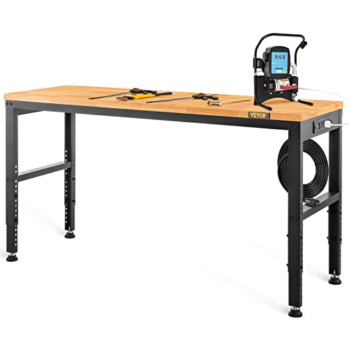 Adjustable Workbench with Power Outlets and Spacious Top