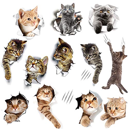 Adorable 3D Cartoon Animal Cats Vinyl Wall Stickers