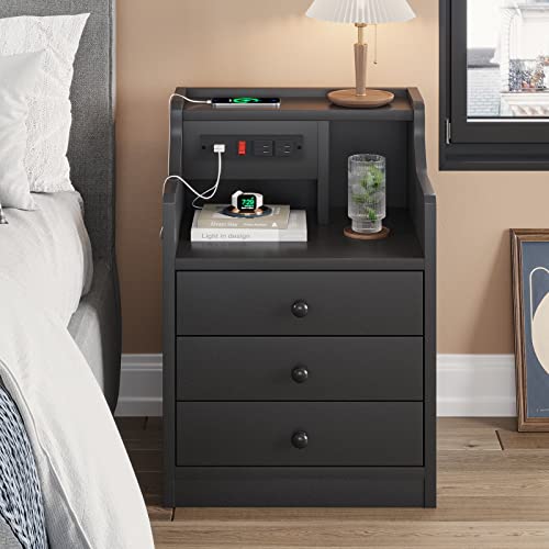 ADORNEVE Nightstand with Charging Station