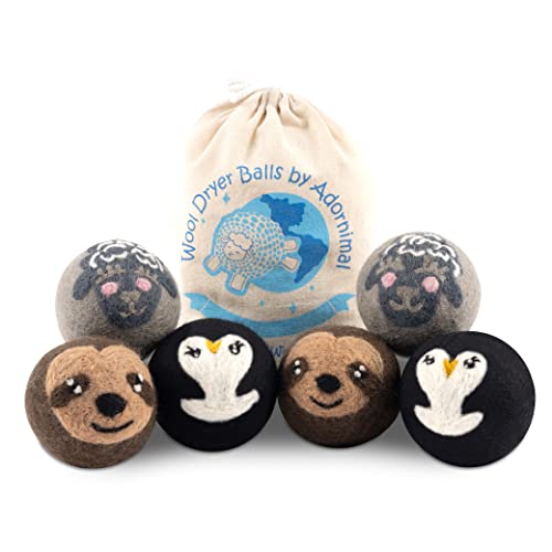 ADORNIMAL Wool Dryer Balls - Efficient Laundry Drying with Adorable Designs