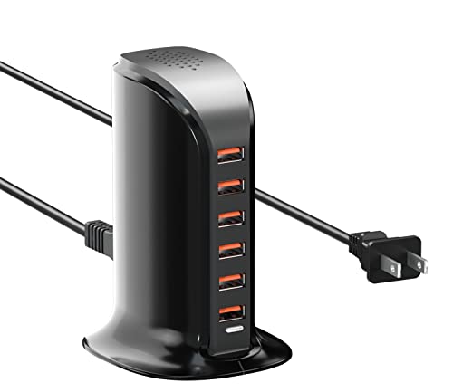 ADRICY USB Charger 6 Port 50W Multi USB Tower Charging Station