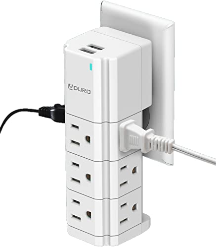 Aduro Surge Protector Power Strip Swivel with USB (9 Outlets)
