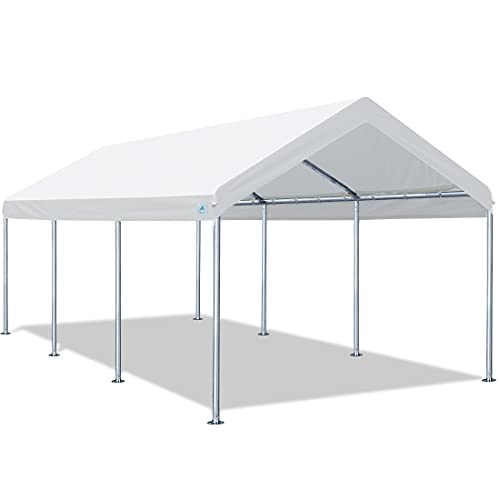 ADVANCE OUTDOOR Adjustable Carport Car Canopy Garage Boat Shelter Party Tent, White