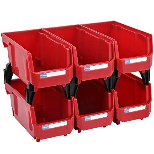 Mighty Tuff Jumbo Stackable Storage Bins, Pack of 3, Easy-Access Storage,  Large Easy-To-Grip Handles, Wide Front Opening, Interlocking, Stack