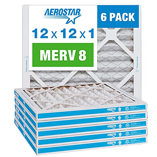 Aerostar 12x12x1 MERV 8 Pleated Air Filter 6 Pack