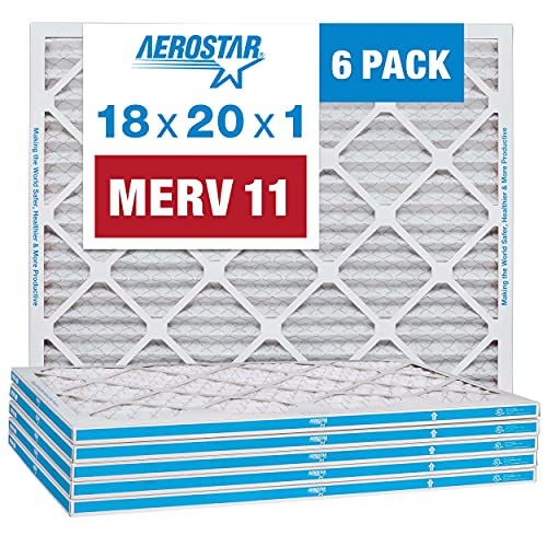 Aerostar 18x20x1 MERV 11 Pleated Air Filter, 6 Pack
