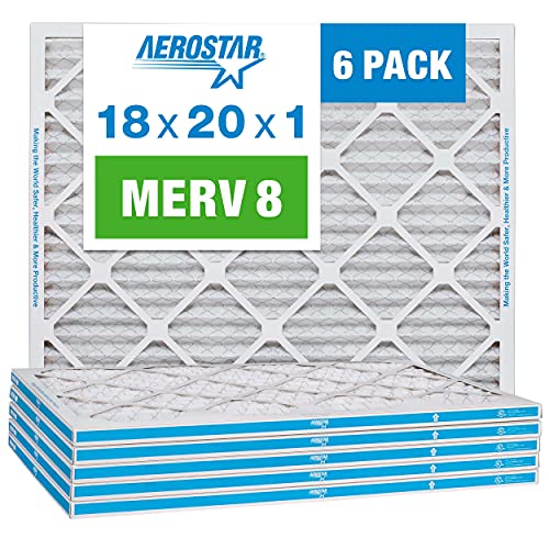 Aerostar 18x20x1 MERV 8 Pleated Air Filter, 6 Pack