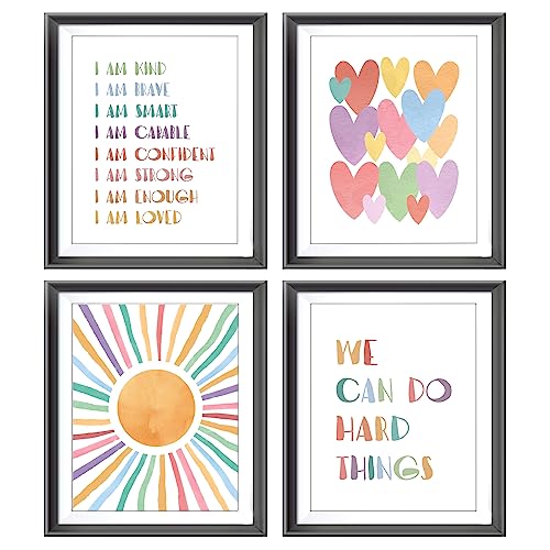 Affirmations Colorful Sun Sunshine Hearts Poster Prints