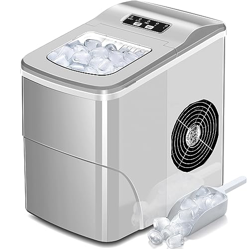 Silonn Countertop Ice Maker, 9 Cubes Ready in 6 Mins, 26lbs in 24Hrs, Self-Cleaning Ice Machine with Ice Scoop and Basket, Black (SLIM09)
