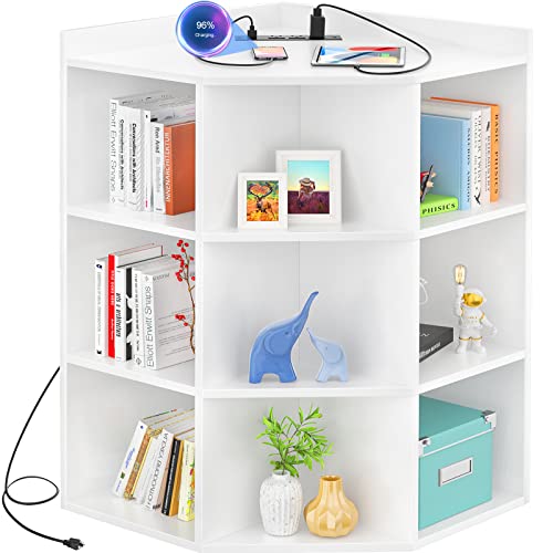 Aheaplus Corner Cabinet with USB Ports and Outlets