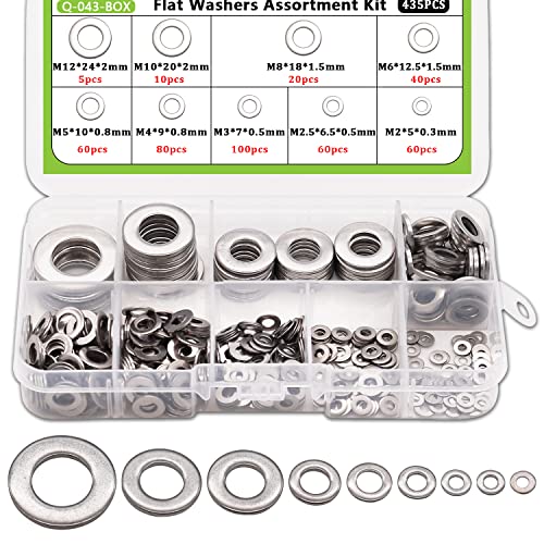 Aienxn 9 Metric Sizes Stainless Steel Flat Washers Set