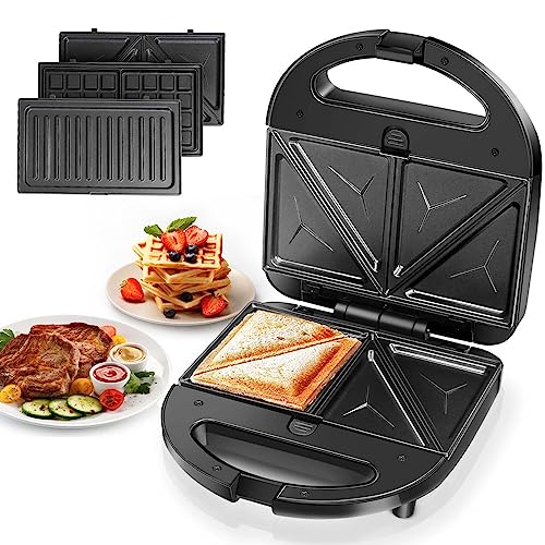 Aigostar 3 in 1 Waffle Maker with Removable Plates