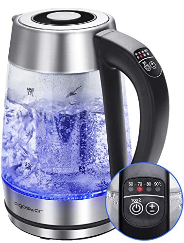 Aigostar Electric Kettle with Tea Infuser - Sleek Design and Variable Temperature Control