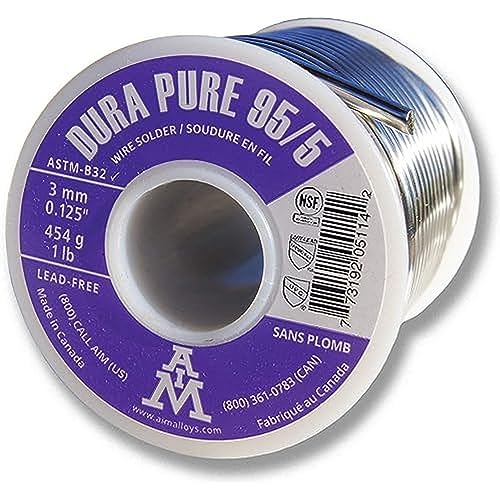 AIM Lead-Free Plumbing Solder Wire - 95/5 Dura-Pure 0.125" Solid - 454g