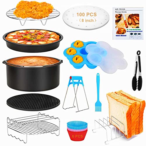 6pcs 9pcs AirFryer Accessories Set 8inch Fit for 5.5L Airfryer Baking Basket  Pizza Plate Grill