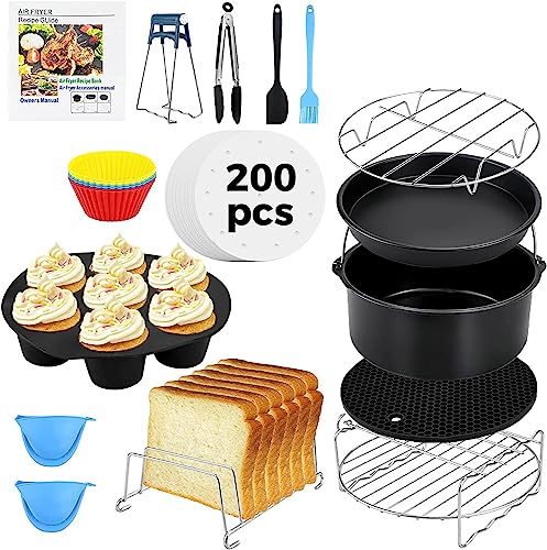 18 PCS Air Fryer Accessories, 8 Inch XL Deep Fryer Accessories Compatible  with Gowise USA Phillips Ninjia Cosori Cozyna Air Fryer, Fit 3.6QT- 6.8QT