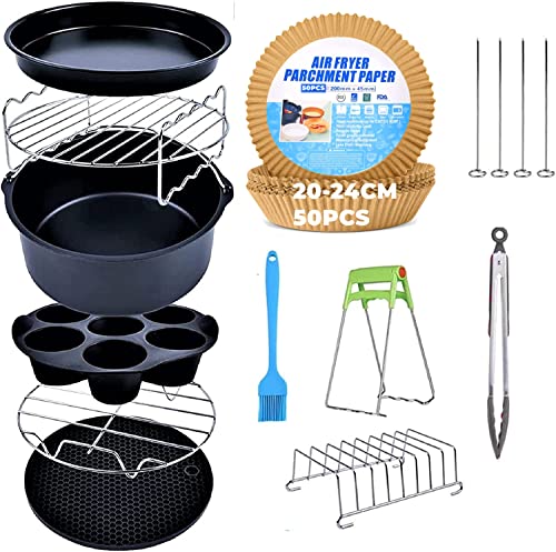 Air Fryer Accessories for Phillips GoWISE Ninja Foodi Cozyna Cosori NuWave Air Fryer Accessories Parts 14 Set 8 inch Fit All 3.6 5, 5.3, 5.8, 6, 8, 12
