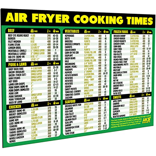 Air Fryer Cooking Times Magnetic Cheat Sheet