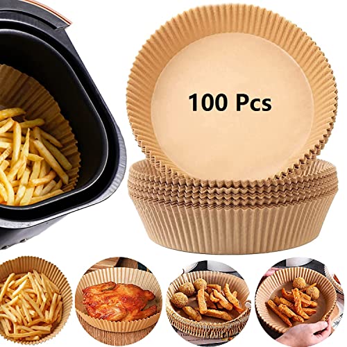 MUOOMU Air Fryer Disposable Paper Liner, 100PCS Non-Stick Round Parchment  Paper, Air Fryer Accessories, Oil Proof, Water Proof, Cooking