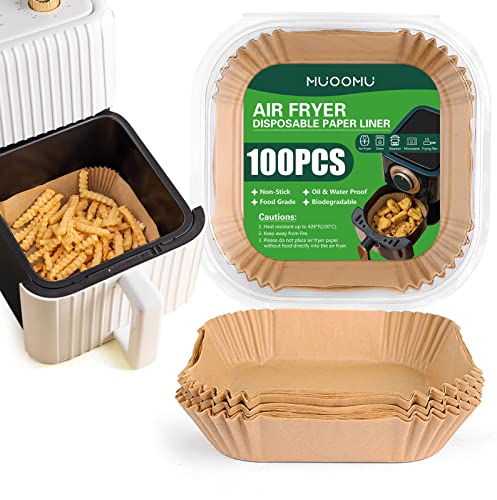 TOGOO Air Fryer Disposable Paper Liner, 100PcS Non-stick Disposable Liners,  Baking Paper for Air Fryer