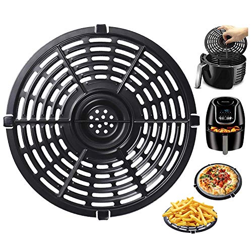 Air Fryer Grill Pan for Ninja Air Fryers, 8.2 in Premium Round Grill Plate Tray Replacement Parts with Rubber Bumpers for Ninja Foodi, Non-Stick, Dish