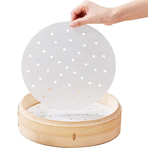 Juvale 100 Pack Parchment Paper Rounds with Holes for Air Fryer Basket, Air  Fryer Liners, 8 Inch Perforated Bamboo Steamer Liner Sheets, White in 2023