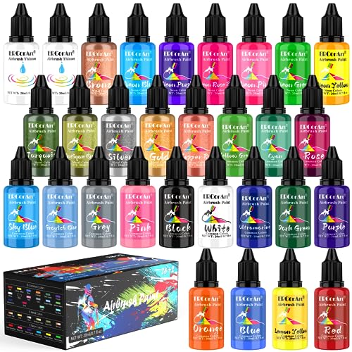 Airbrush Paint Set - 28 Colors Airbrush Paint with 2 Airbrush Thinner