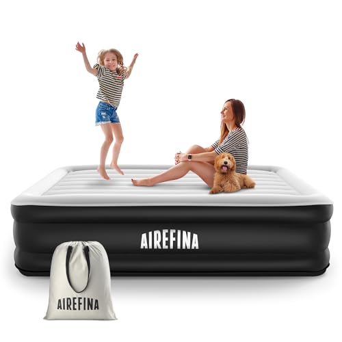 Airefina 18" Full Size Inflatable Air Mattress with Built-In Pump